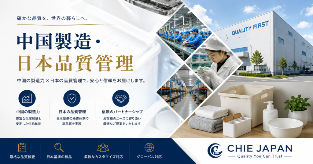 中国OEM工場と日本品質管理による生活用品の製造
